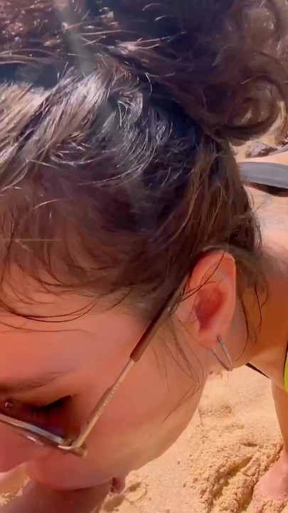 Memorable moment from "public beach drinking 2 liters of pee ,public beach gagging"