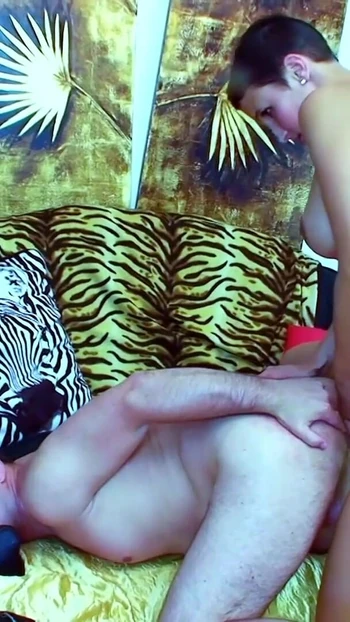 Stunning moment from "Short Hair Femdom Girlfriend Pegging and Rimming her own Boyfriend"