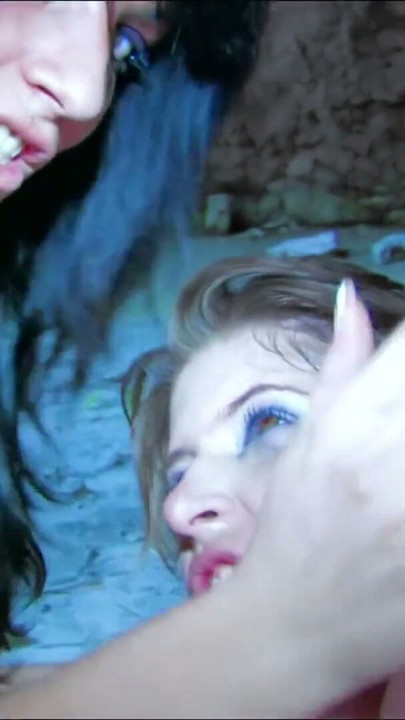 Wild threesome in a cave with the two French girls Allya and Jordanne Kali | Clip 2