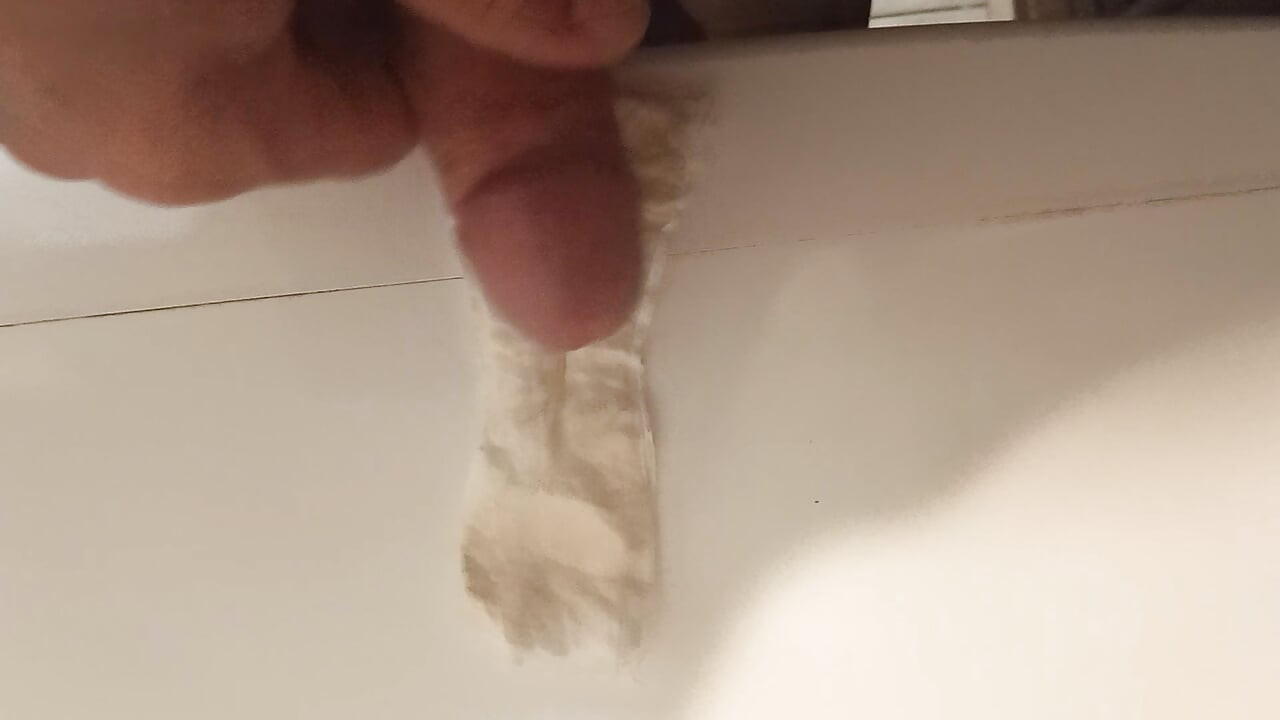 Ejaculation on wife's sanitary napkin