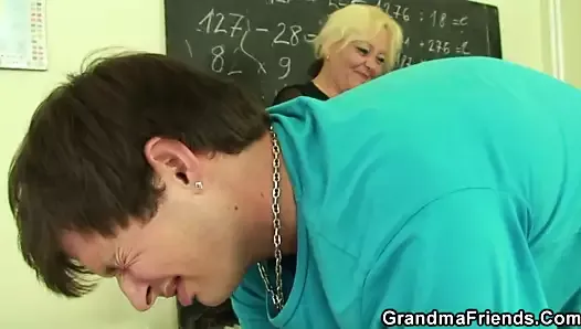 Granny teacher and boys teen