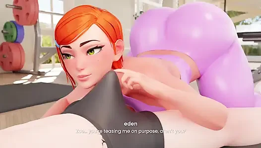 Zoe makes Eden fuck her big ass during workout