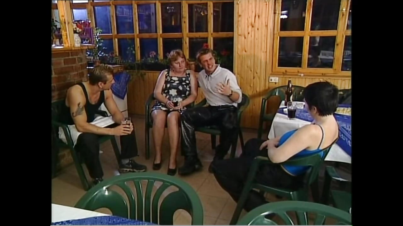 Mature Busty Chubby Fucked by Two Waiters with Big Cocks in the Restaurant