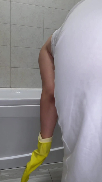 White Dress Fart Disaster in the Bathroom