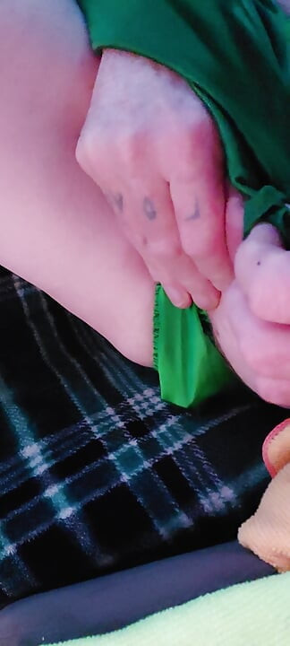 Green satin panties