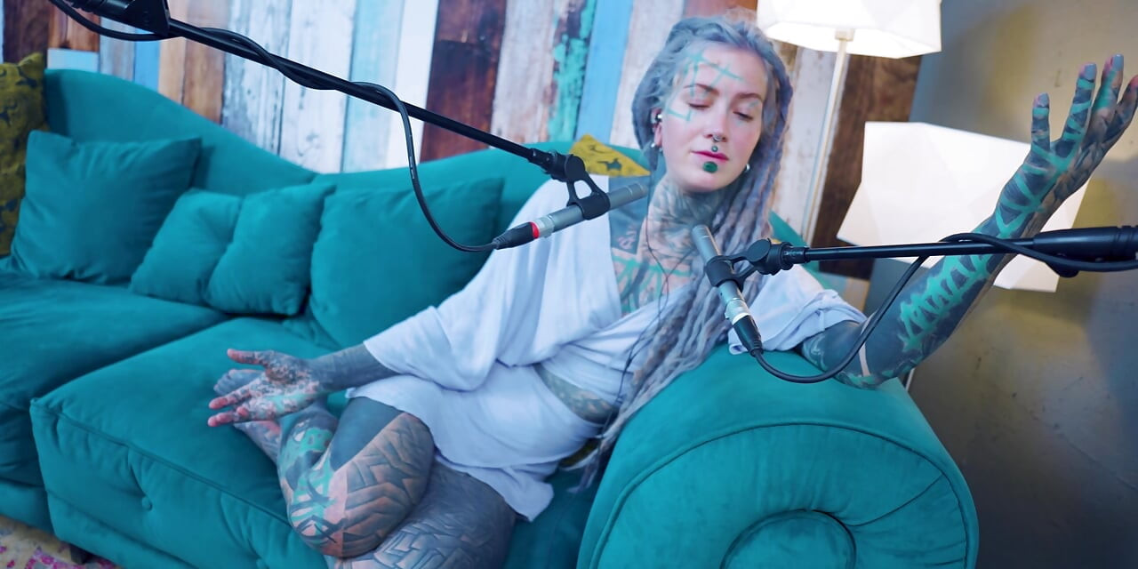 I talk about O - Overcome - ASMR podcast SFW talking goth skinny girl dreadlocks tattoo model inked girl