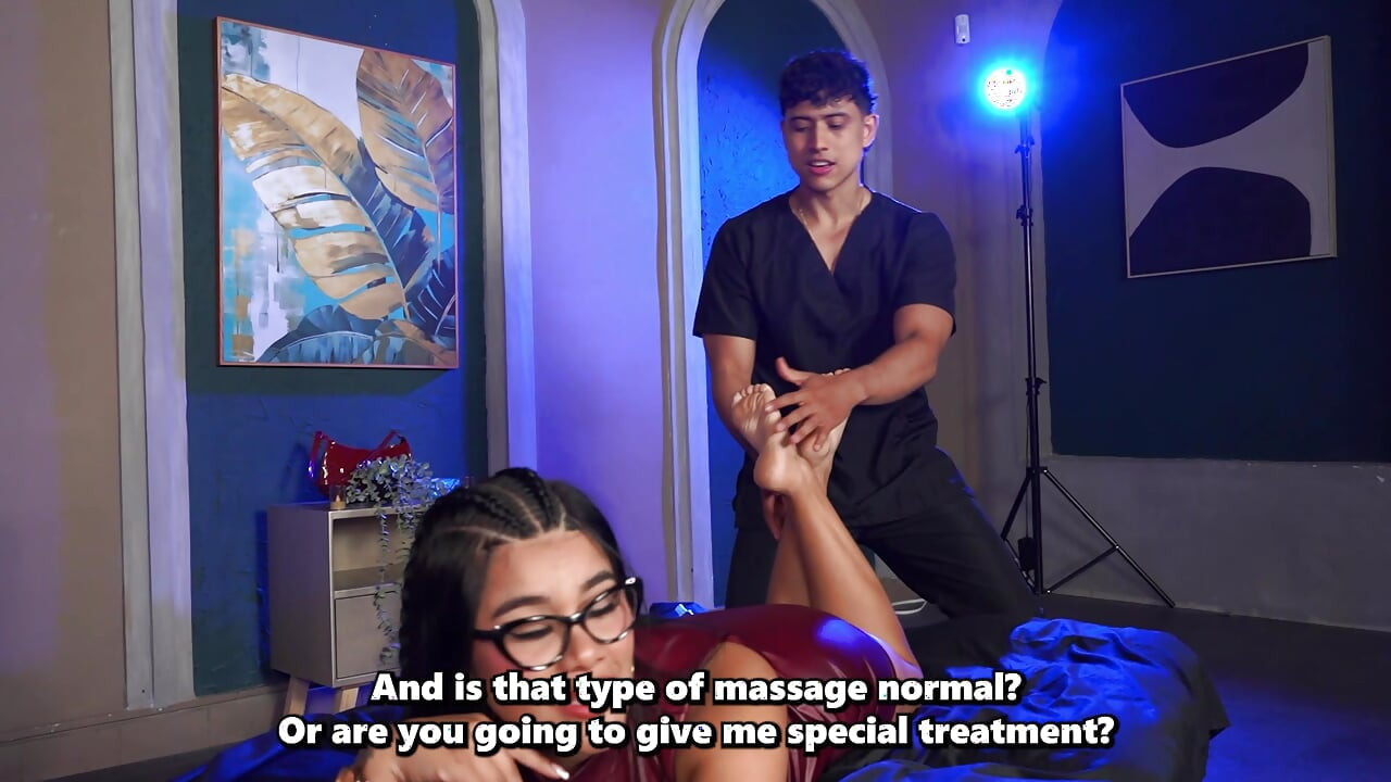 The shameless masseur fucks his client practically in front of her husband!