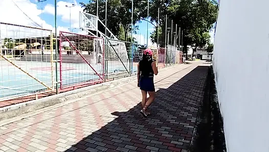 Park Hookup: Busty Latina's Secret Affair with Athletic Stranger