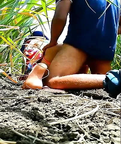 Village couple in farm doggy style