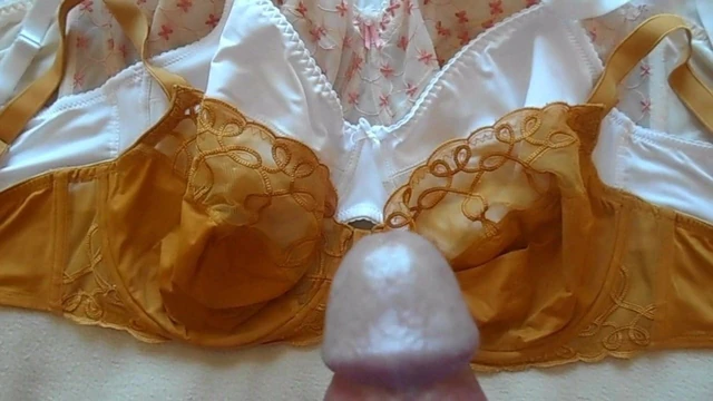 bras collection and cumshot ( + slow motion )