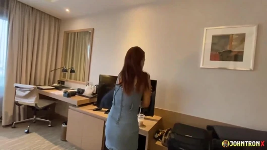JohnTronX - Hardcore fast-paced sex with a hot redhead Asian babe