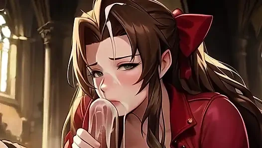 Aerith lutscht große schwarze schwänze in ihrer verlassenen kirche