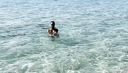 Monika Fox Swims in the Caribbean Sea and Poses Naked on the Reefs