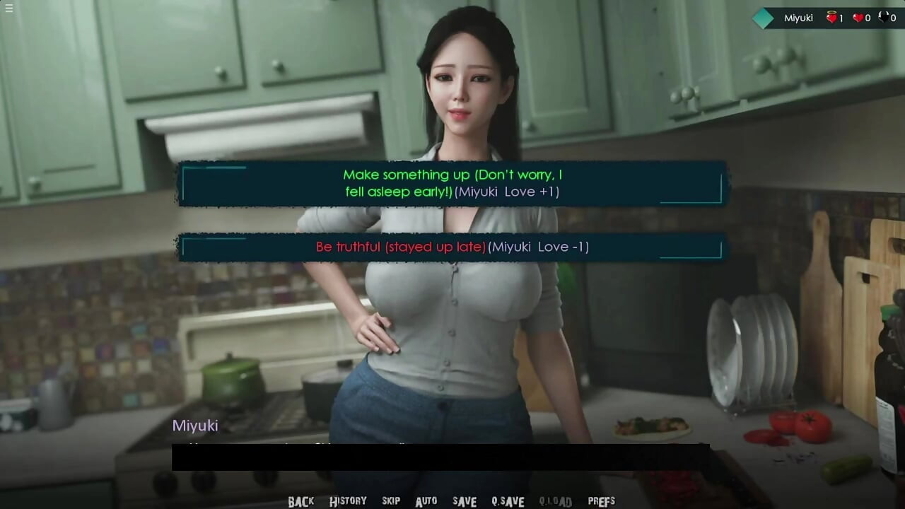 Japanese Stepmom Showing Big Boobs Cleavage While She Cooking In Kitchen