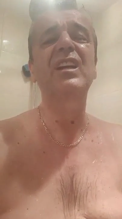 Bulgarian grandpa huge cumshot in the shower