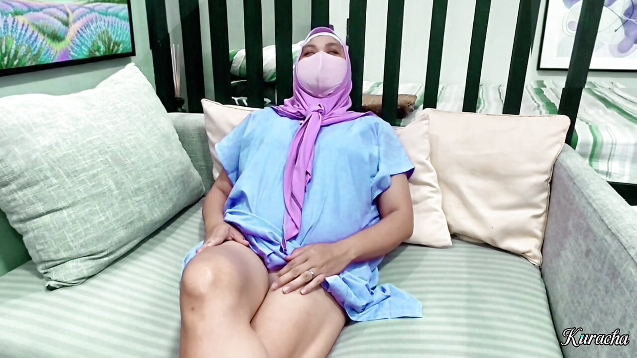 Hijab Girl patient feeling bored and alone at luxury Hospital kuala lumpur malaysia