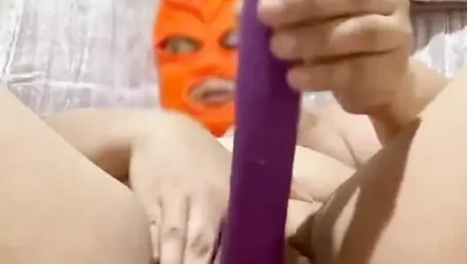 Wife watches our sex video while she does dildo