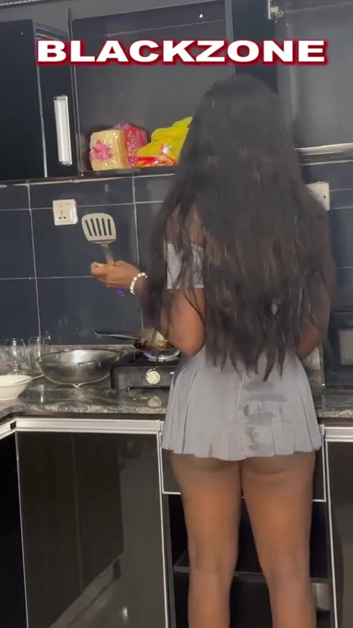 I came to the kitchen to disturb her small while she's cooking | Clip 1