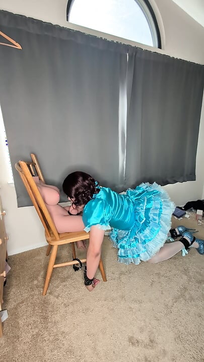 Sissy Maid Gets Her Collar Locked to Her Doll's Cock!
