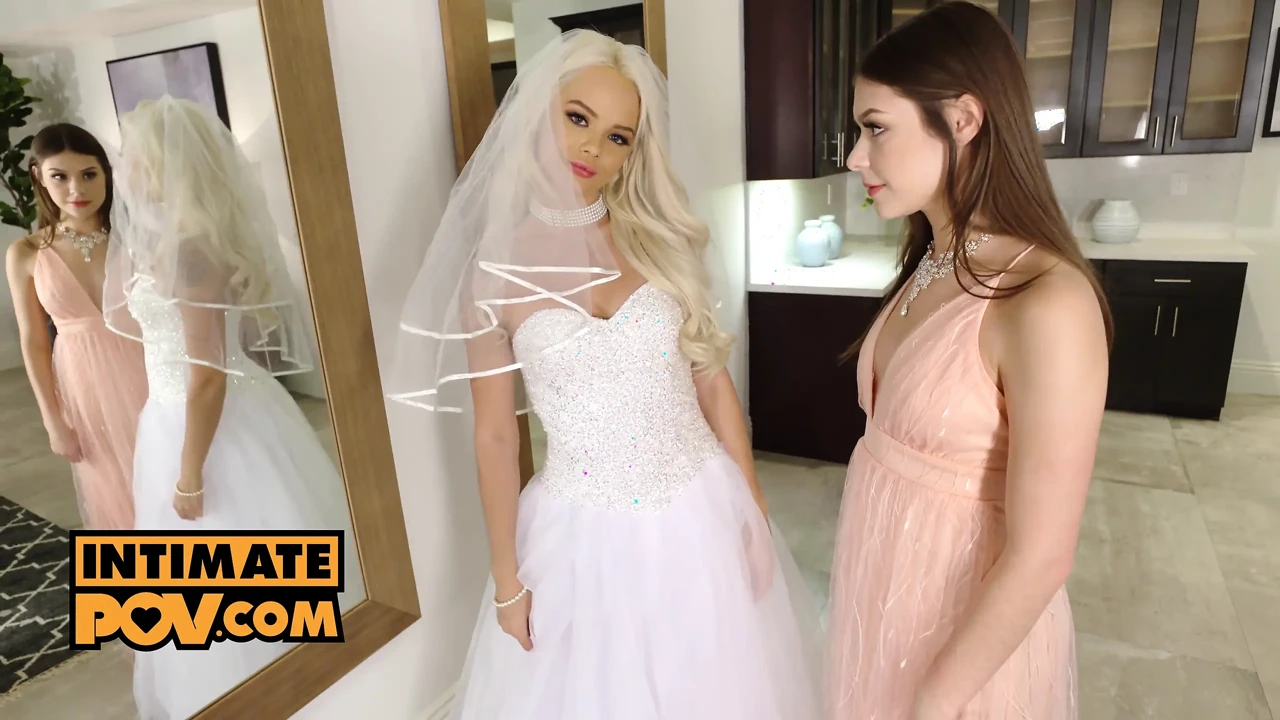 Wedding day POV foursome with petite babes Elsa Jean, Emily Willis and Winter Jade