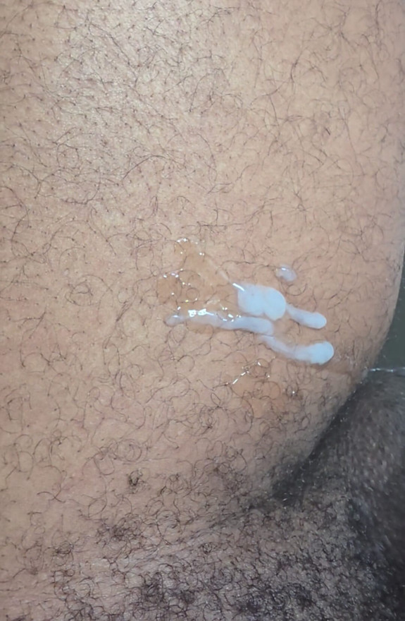 Quick Cum on my thigh after a slow stroke