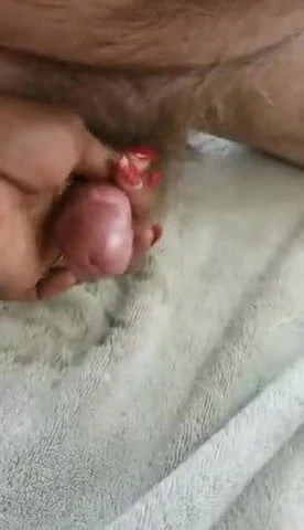 Woman jerks my small dick and makes me cum