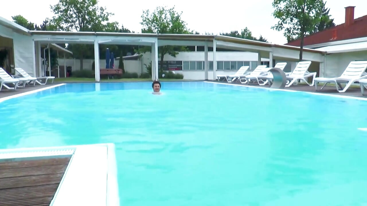 Horny fucking teen rides big cock in swimming pool