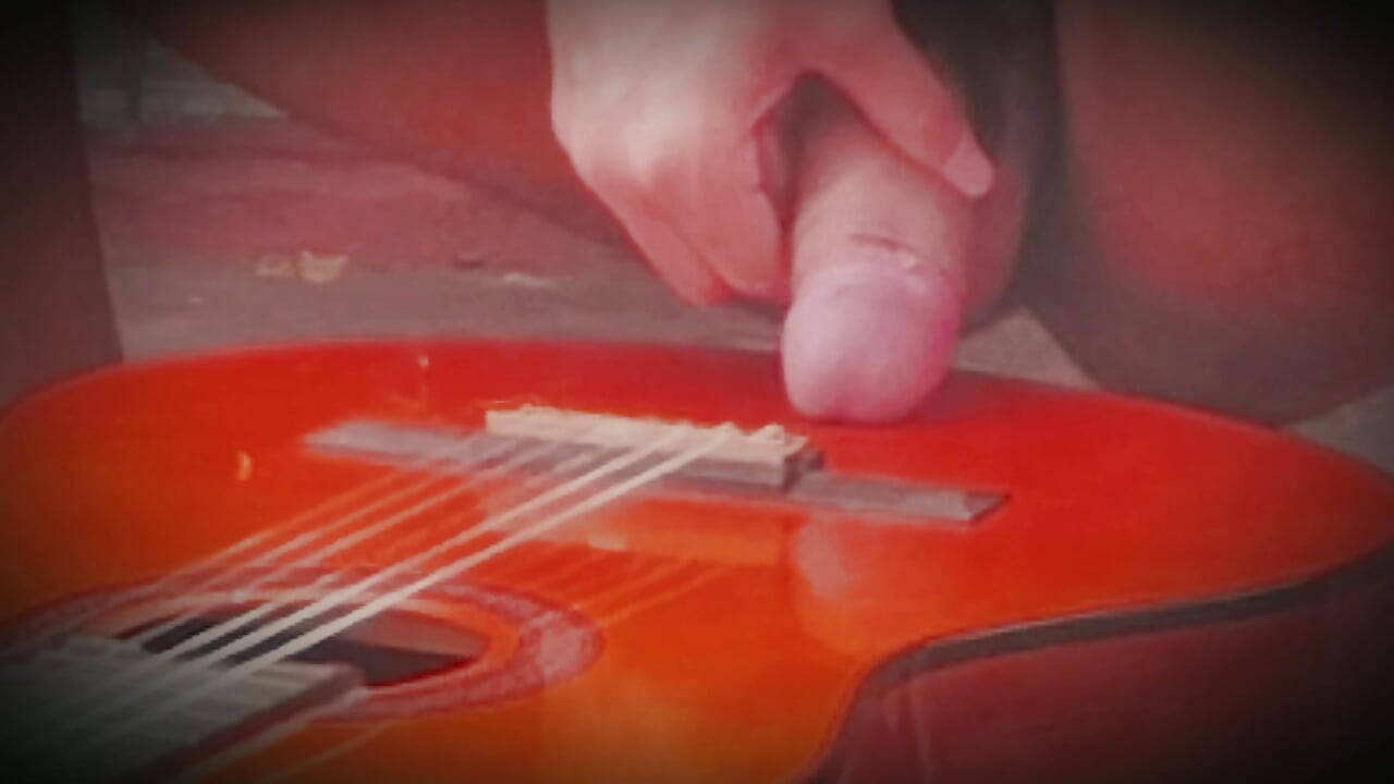 Big Muscular Man - GuitarJob - In the Air Rubbing Yamaha C80 Orange Guitar By The Penis - Sexy Number 1
