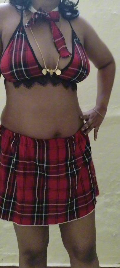Tamil Hotwife in school uniform cosplay outfit for followers