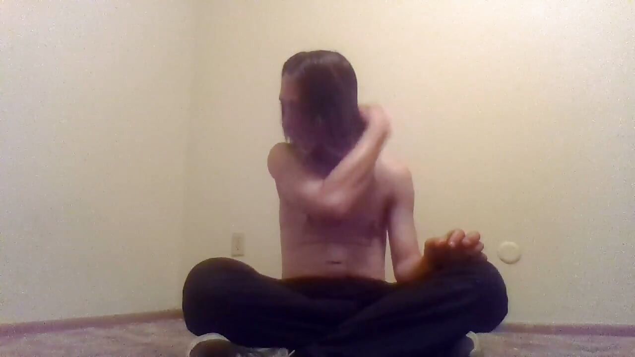 Topless Transgirl Brushing Her Own Hair