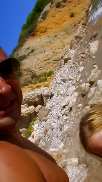 Must-see moment from "Horny chubby blond beach babe rides strangers big dick"