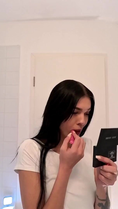 Hot sexy slim tight pussy beauty in the bathroom prepares for night out in a pink cut mini skirt | Clip 1