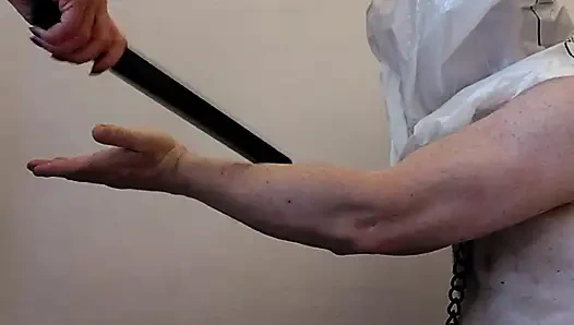 Only a bag is good for my disgusting slave, he's such an ugly fos. I'm going to slap you too, you nasty cum.