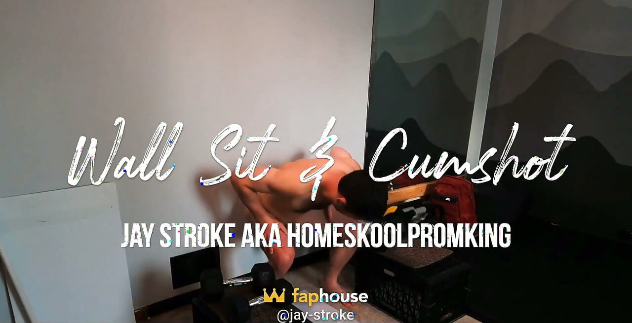 Wall Sit Stroking Session
