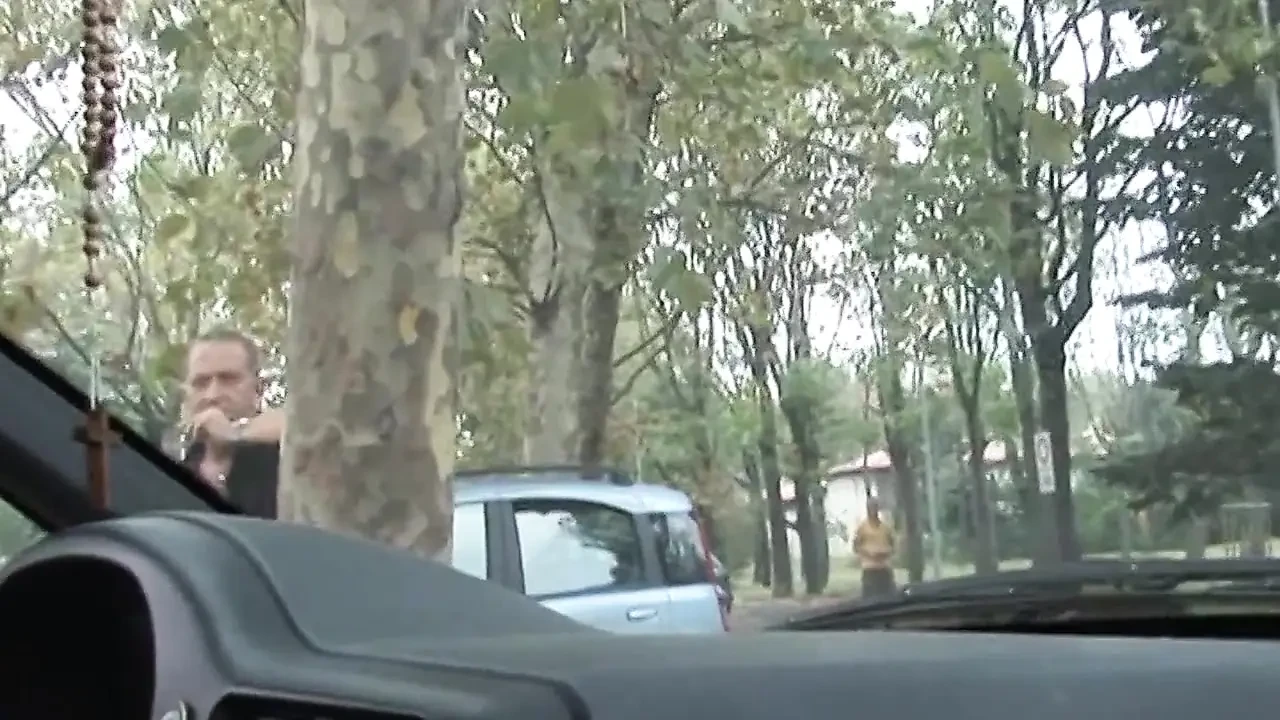 Hot brunette in black stockings picked up in a park for sex