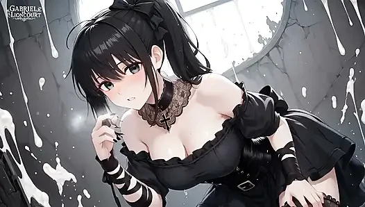 Goth Girl Fan Fucks Rockstar Backstage  - Hentai