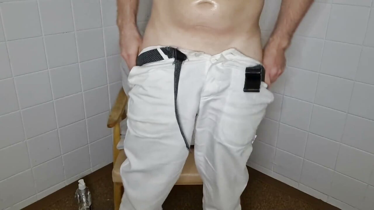 Oil on Chest and Cum on Hands