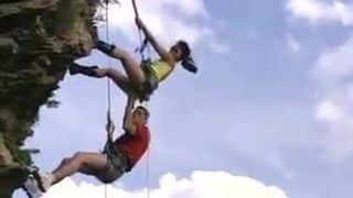 Craziest place to have sex! In air hanging from a cliff!!
