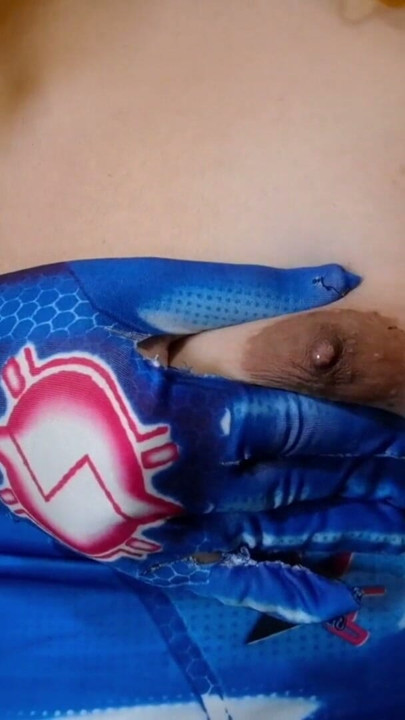 Shemale Samus Soft Tit Slapping with Bbc dildo and Lactating her Puffy Nipples | Clip 1