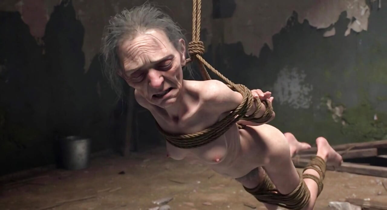 Elderly Granny Tied up - Terrified yet Craving Dick in Her Old Pussy
