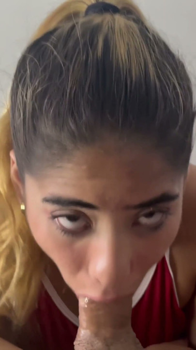 Stepsister ScarlettKent in her NIKE Air Force One Deepthroats and smokes cigarette POV | Clip 3