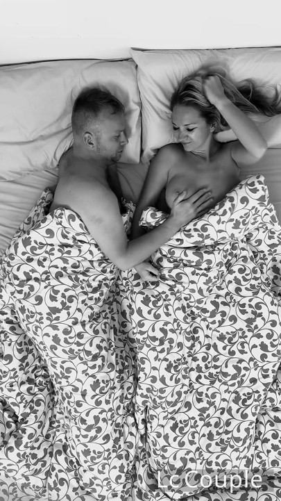 Overhead Night Cam MILF - Real Amateur Couple in Black and White with Loud Female Orgasm