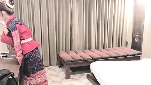 Sahne arkası Taylandlı e-san elbisesi