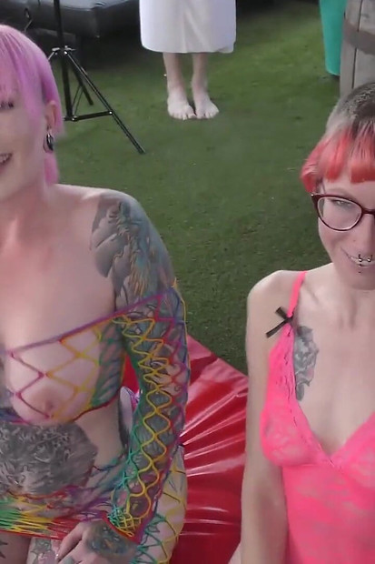 Outstanding naughty bukkake with inked sluts Rosa and Piggymouth