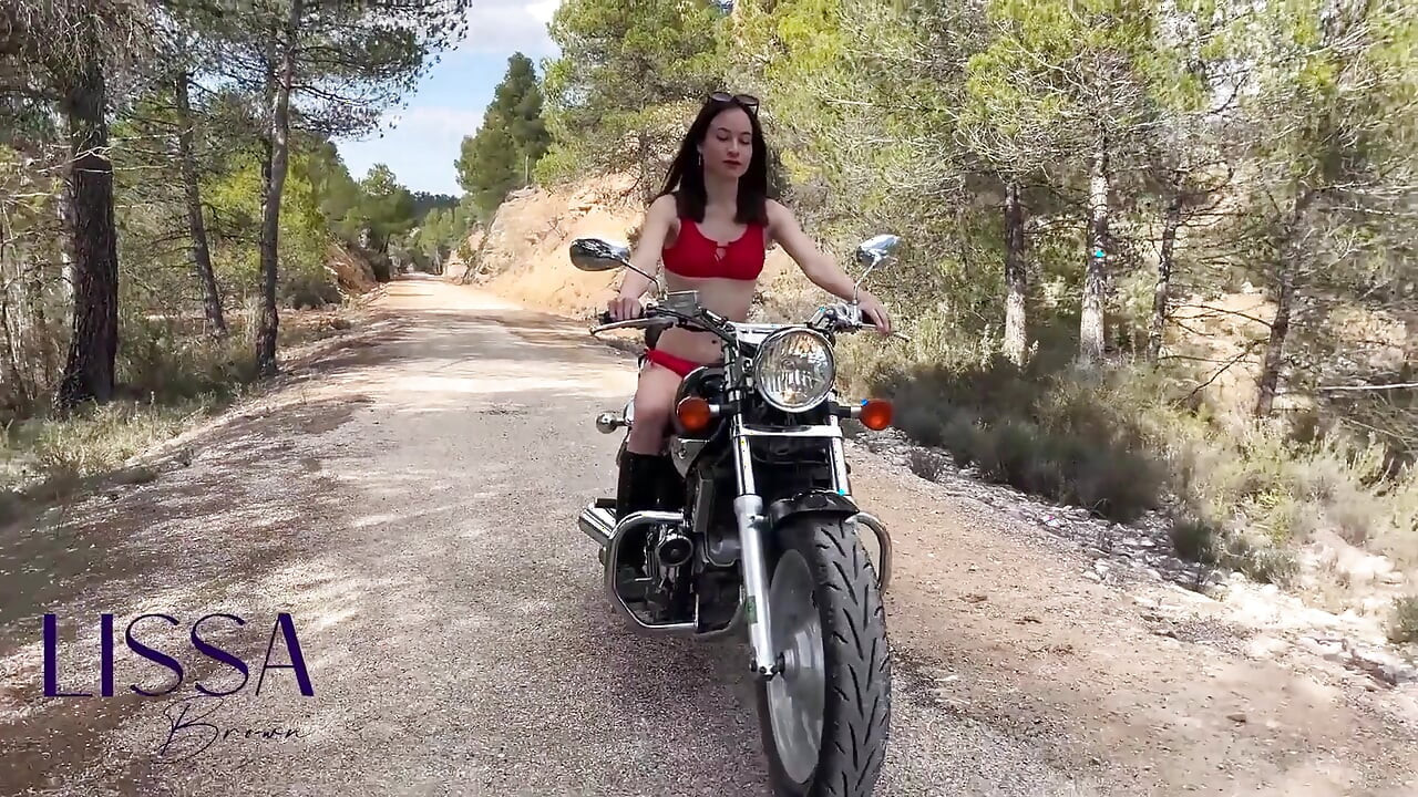 Fun with the Vibrations of My Bike, with Licking Belly Butto