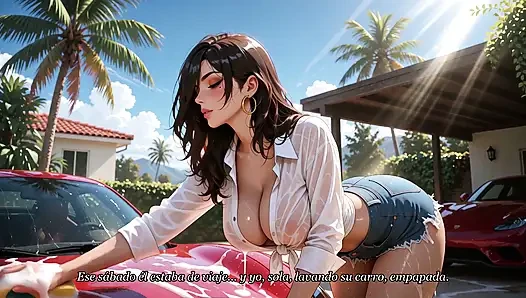 LENA EP1: MY BEST FRIEND'S WIFE IS A SLUT: SHE SOAKED ME WITH THE HOSE AND FUCKED ME IN HER DOUBLE BED - ANIME - AUDIO IN SPANISH - A