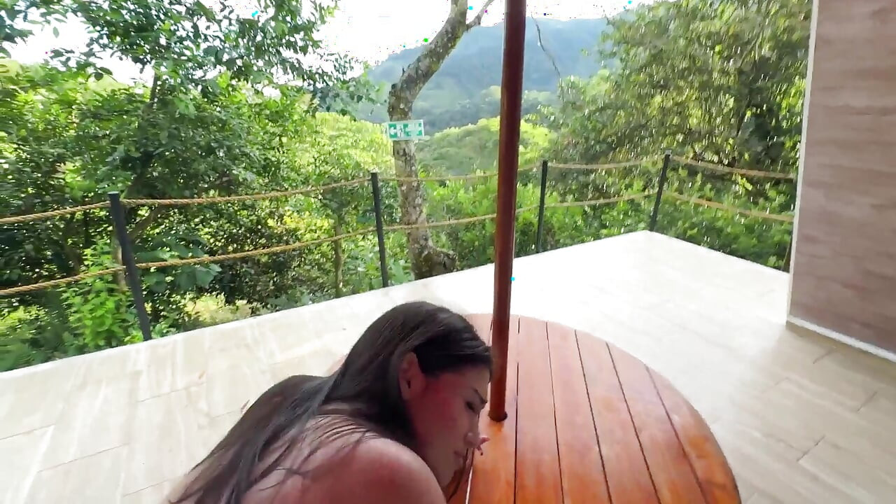 I spy on a sexy petite girl in the shower and we end up fucking outdoors