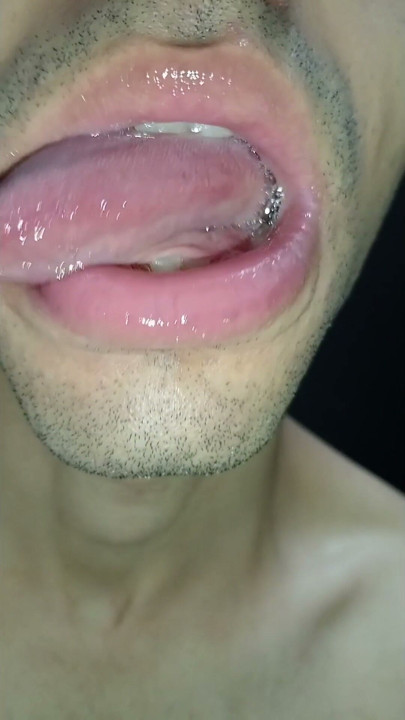 Cum in my mouth, play with your cum, and swallow it, close-up, naughty gay, tongue, sloopy | Clip 1
