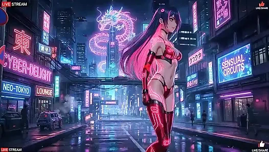 Чувственная девушка из киберпанка в панк-стиле - несколько горячих сцен