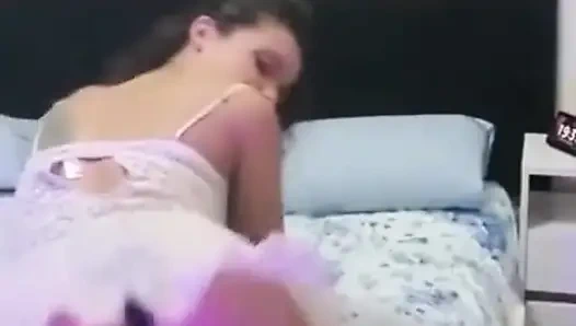 Hot Latina Gets Wet and Masturbates on Her Friend's Bed